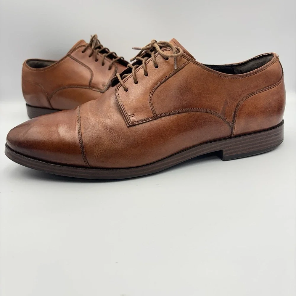 Cole Haan Grand OS Dress Shoes Mens 10.5W Oxford Camel Brown Cap Toe  C23771